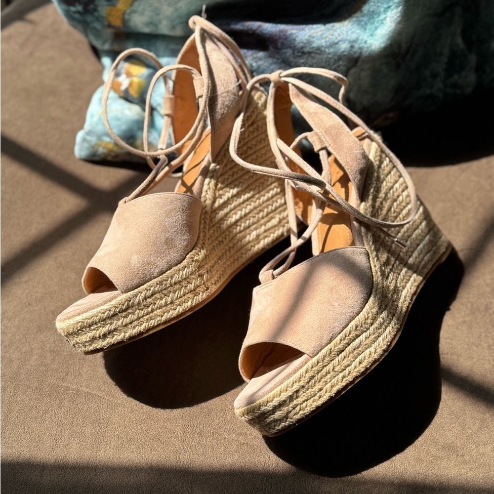 Coach Tan Espadrille Wedge Shoes with Ankle Strap - Picture 2 of 7